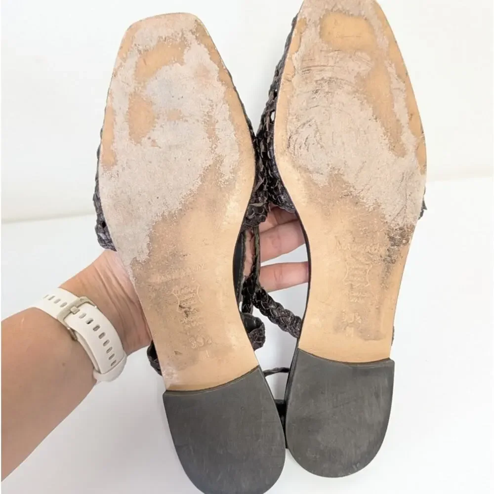 Margaux The Altea Espresso Woven Leather Slingbacks Sandals Womens EU39.5/US9